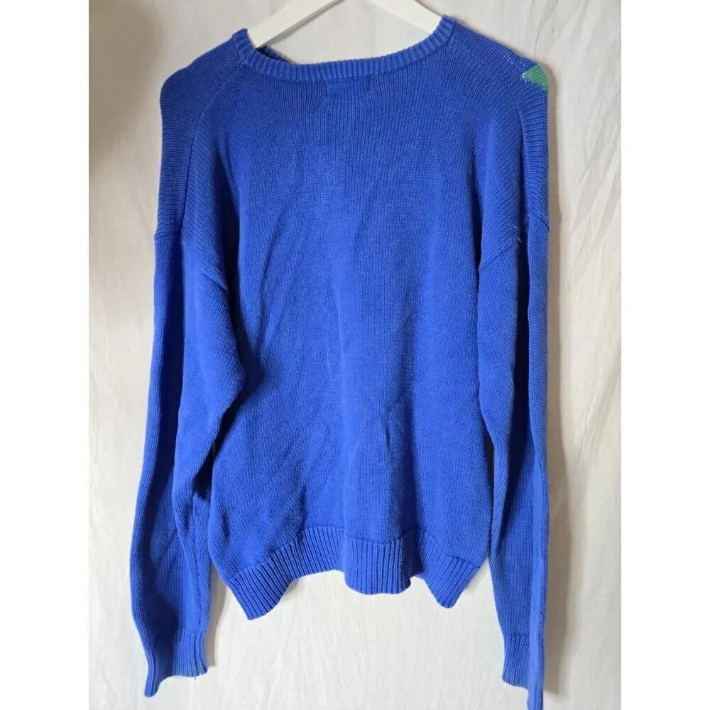 Vintage 90’s panda Cotton blue sweater- Unisex- Fits Like A Large - Picture 7 of 13